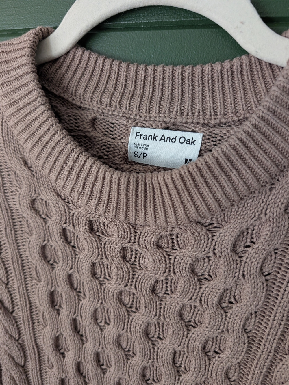 Frank & Oak Cotton Cable Knit Crewneck Sweater